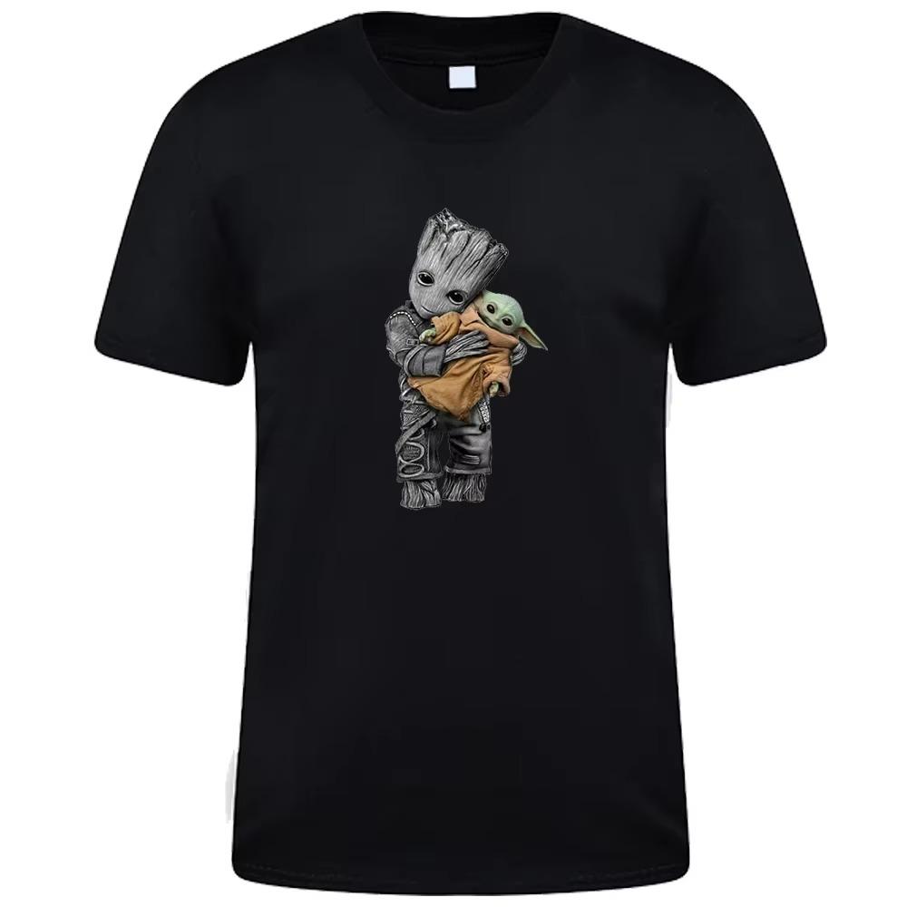 MINISO Cartoon Yoda Print T-Shirts Casual Mens Tee Shirt Harajuku Cotton Kawaii T Shirt Summer Streetwear Tops Women