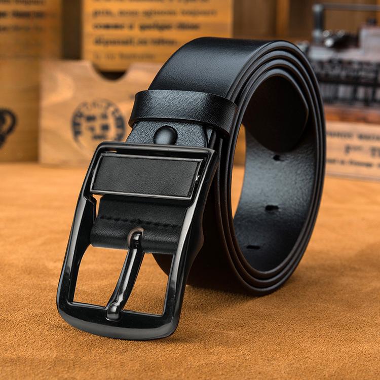

Новый мужской ремень из коровьей кожи с пряжкой, ремень для среднего и молодого возраста, деловой, повседневный, простой, универсальный, для брюк, мужской 130cm