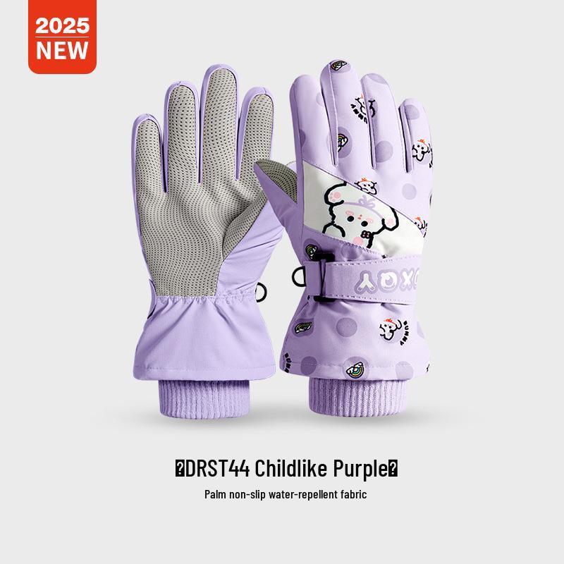 Children's Warm Waterproof Winter Ski Gloves, Non-Slip, Fleece-Lined for Ice Skating and Snow Play