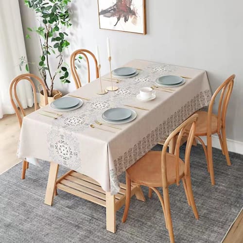 Forhomelife Waterproof Vinyl Tablecloth, Nordic Style, Stylish PVC Table Cover, Water-Repellent, Oil-Proof, Stain-Resistant, Durable, Heat-Resistant,
