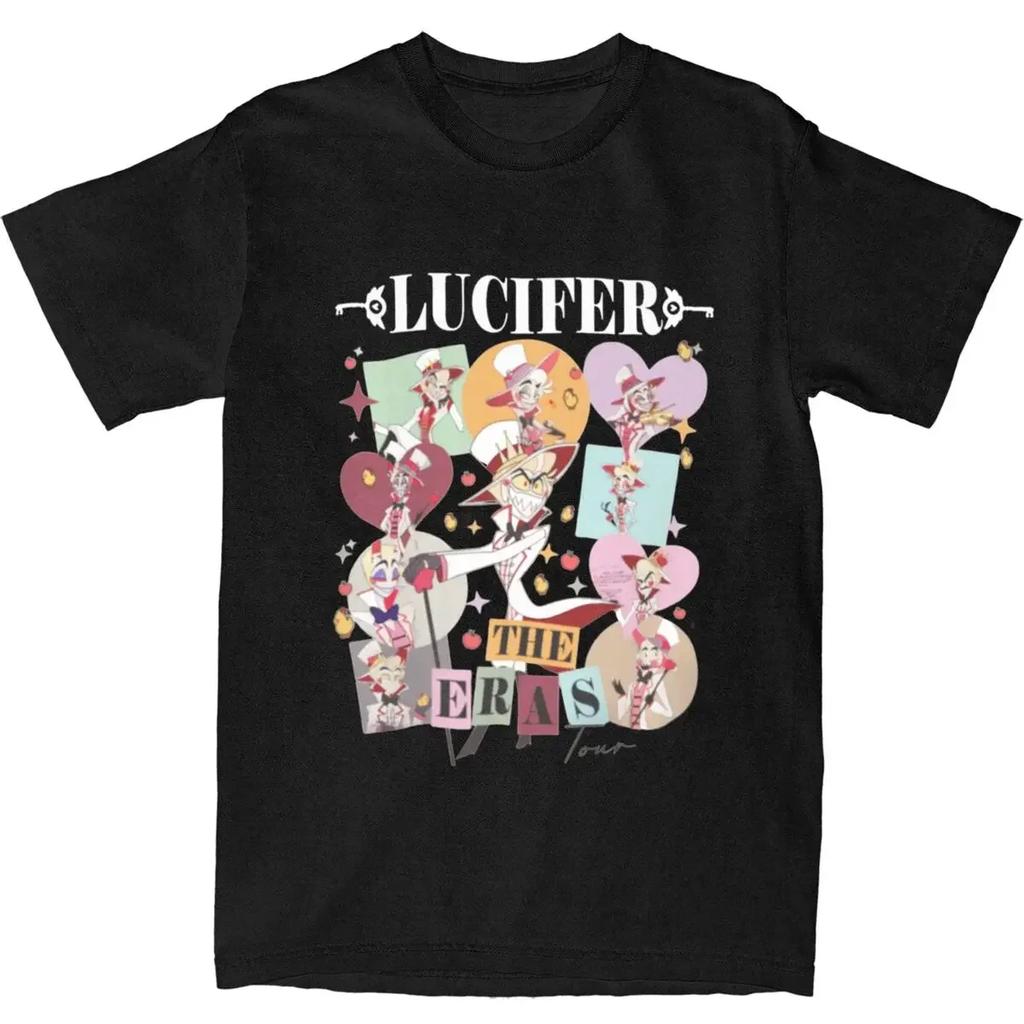 heavyweight Informal New Unisex Lucifer The Eras Tour Shirt Accessories Hazbins Hotels 100 Cotton Clothing Streetwear TeePrinted