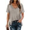 Women's Fashion Casual V-Neck Solid Color Flowy Loose Short-Sleeved T Shirt Top