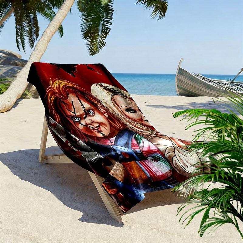 Chucky Print Strandtuch, Großes Weiches Schnelltrocknendes Handtuch für Strand Camping Schwimmen
