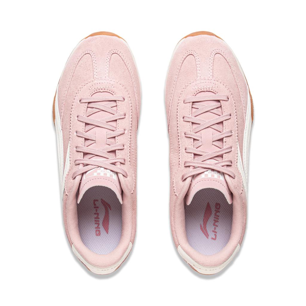 New LiNing Film TURBO Slip Resistant, Abrasion Resistant, Lightweight Low Top Casual Shoes Women's Pink White AGLV236-2