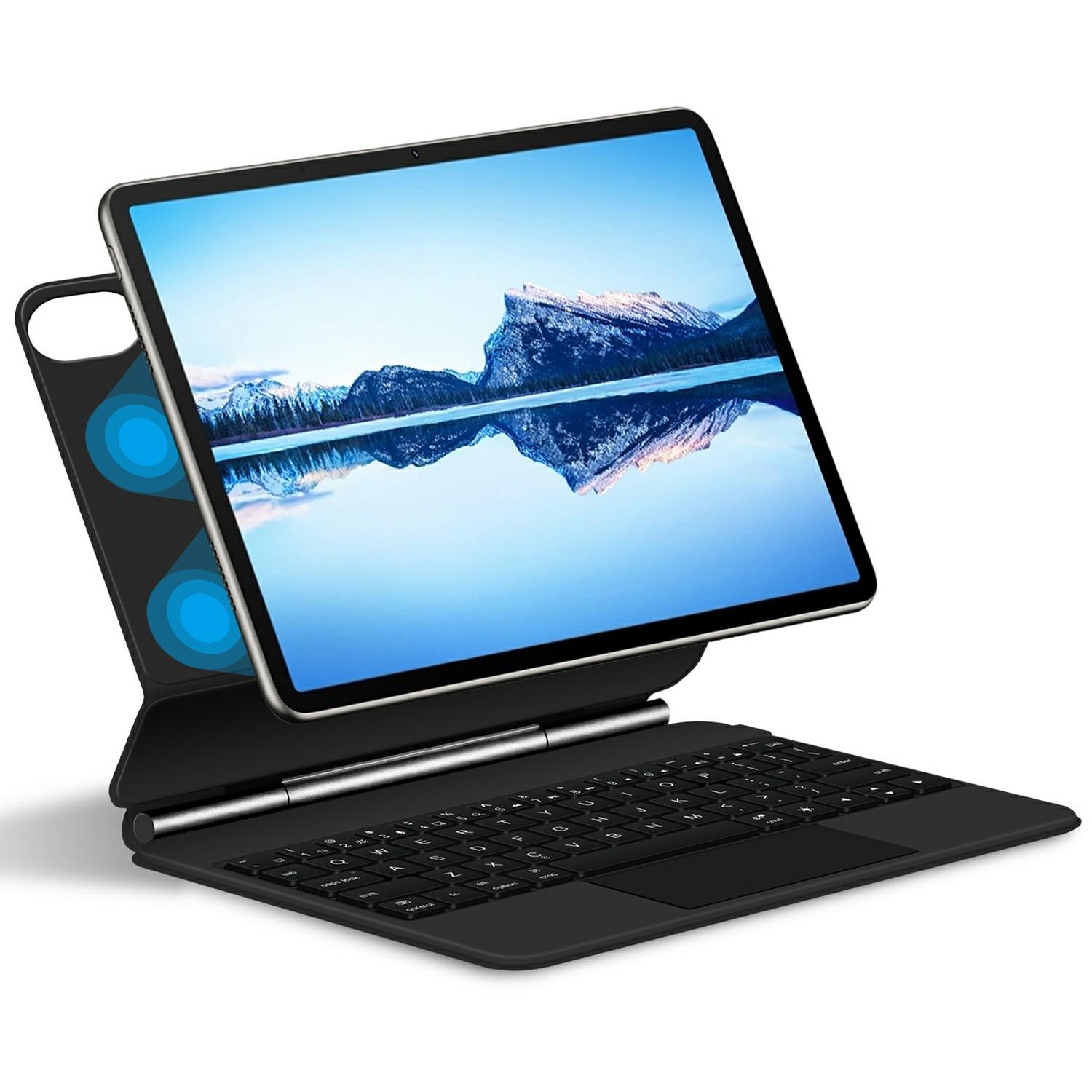 

For Huawei Qingyun C7 (2nd Gen) Magnetic Floating Bluetooth-compatible Keyboard+Leather Tablet Case A