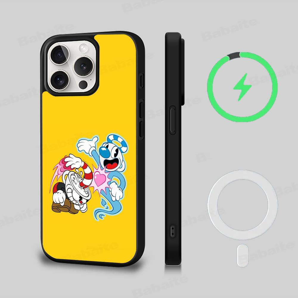 

Cute Cuphead Magnetic Matte Phone Case For IPhone 16 17 15 14 13 12 11 For Magsafe Wireless Charge Cover iPhone 15 pro