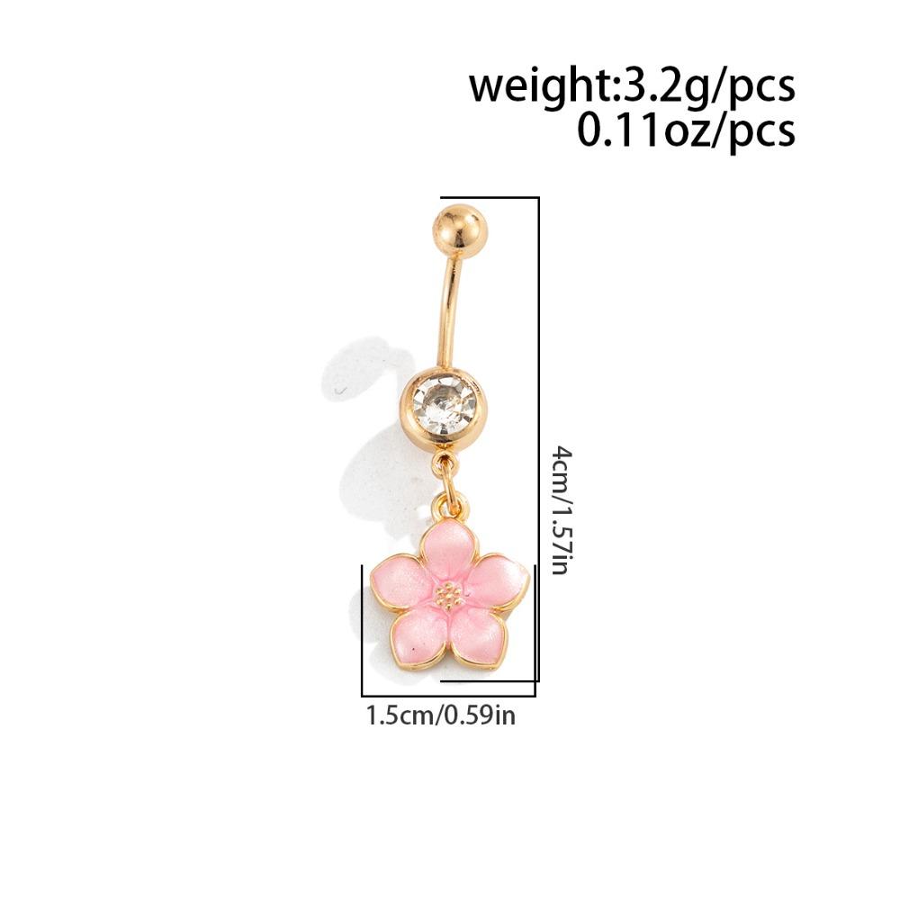 Süßer Sexy Bunter Blume Runde Zirkon Edelstahl Bauchnabelring für Damen Urlaubs Piercing Bauchnabelstecker Körperschmuck