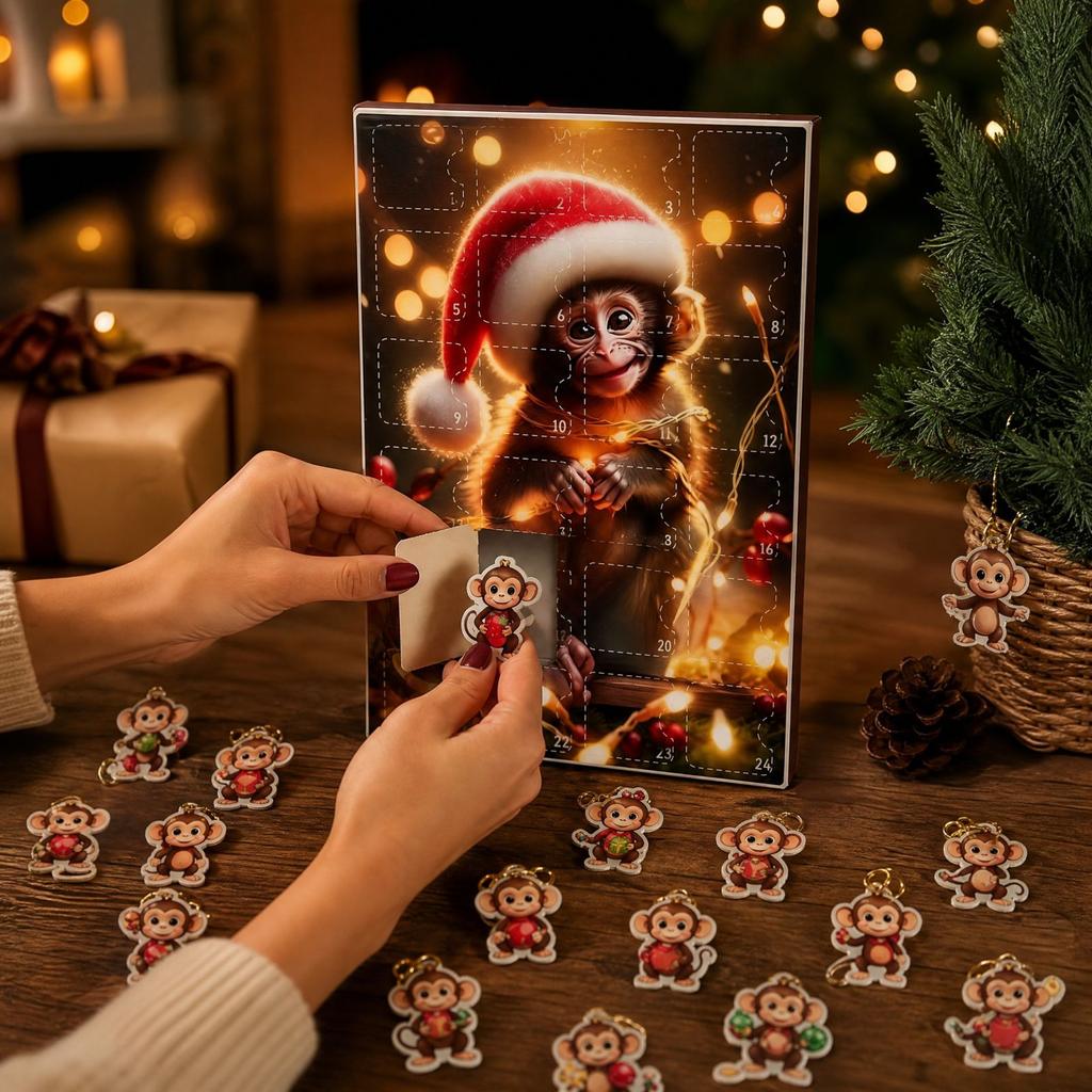 2D Christmas Advent Calendar Day Countdown with Hanging Ornaments, Christmas Tree Decorations for Holiday