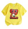 Kids Boys Girls 100% Cotton Short Sleeve O-neck T-shirt, Cute Red Cartoon Confused Character Printed Casual Soft Breathable Tee Top for Daily Wear Par
