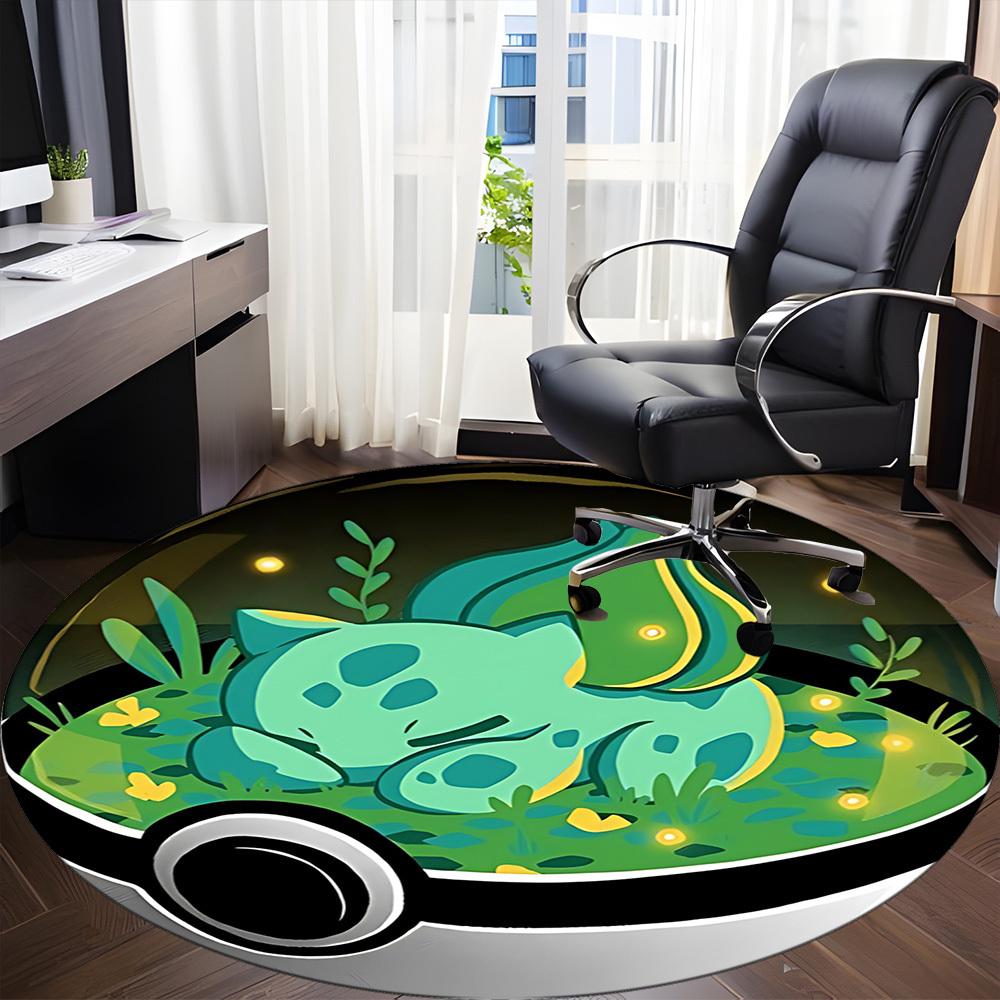 Pokemon Ball, Bulbasaur Office Round Area Rug,  Under Office Chairs Bedroom Living Room Home Decor A0908125