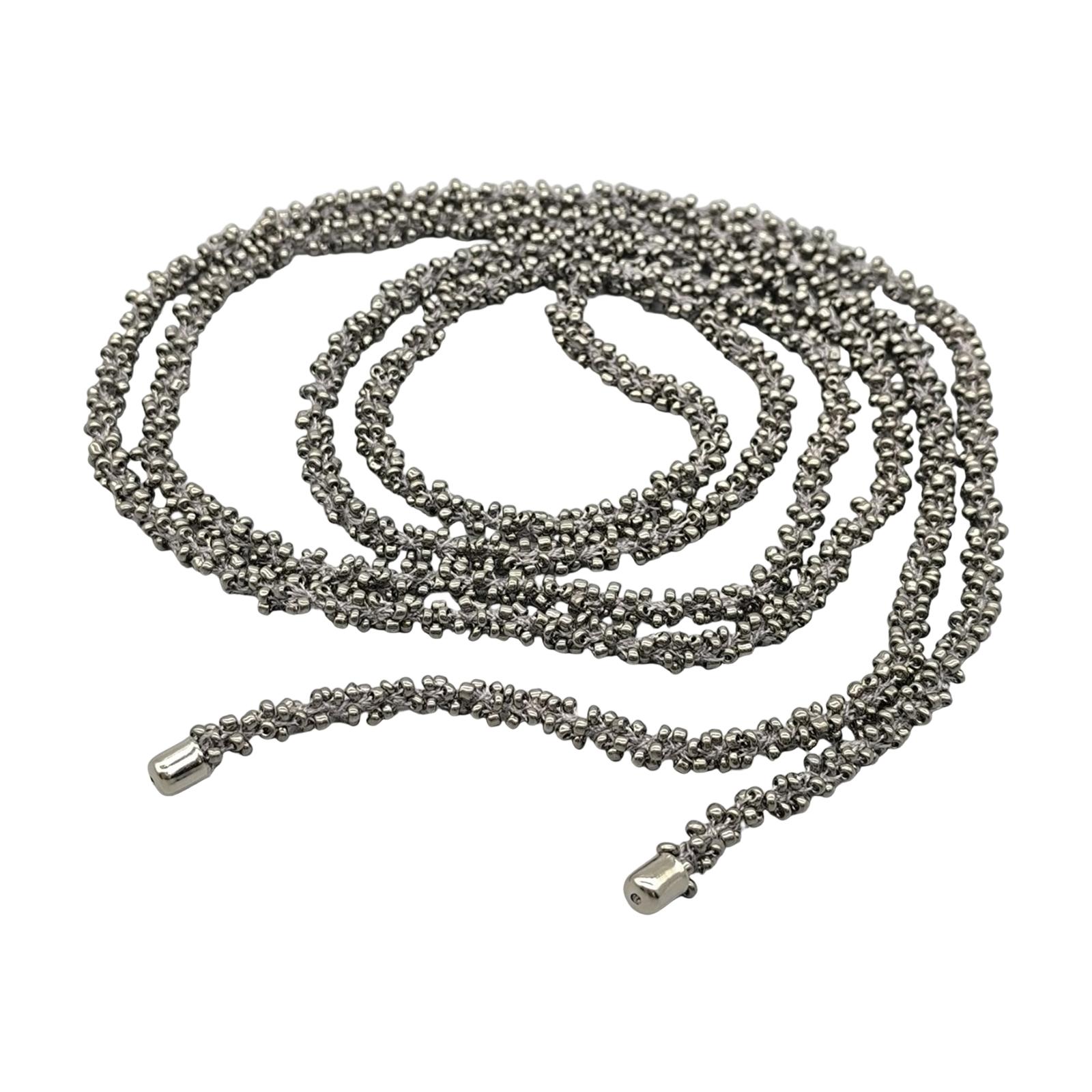

Fashion Multilayer Beaded Necklace Delicate Artificial Crystal Bead Chain Neckchain for Women Casual or Party Outfit серый