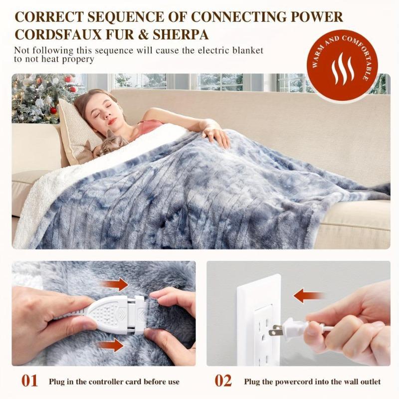 Plush Electric Blanket Winter Warm Blankets 10-Hour Auto Shut Off 6 Heating Levels Fast Warming for Cozy Comfort Two People Bedding Sofa Thin Quilt