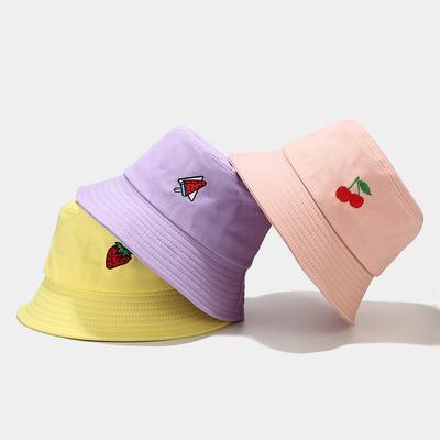 Panama Bucket Hat Fruit Strawberry Embroidered Fishing Cap Men Women Travel Beach Sun Hats