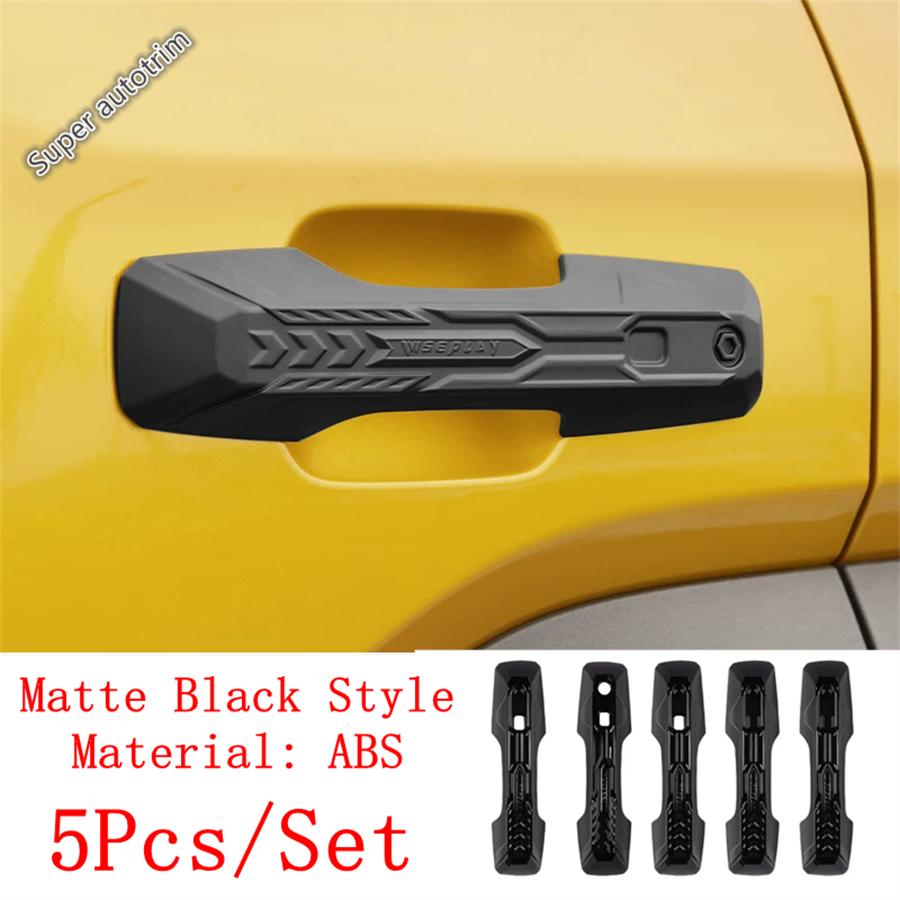 Car Rear Tail Gate Handle Protection Cover Outer Side Door Handle Trim ABS Glossy Black Accessories For BYD Leopard 5 2024 2025