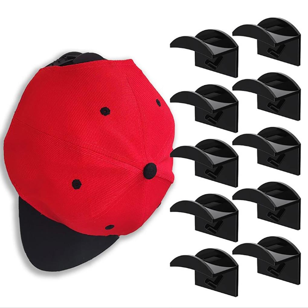 Paquete de 10 ganchos para gorras de béisbol, autoadhesivos, pretaladrados, para armario, dormitorio, oficina, almacenamiento de sombreros.
