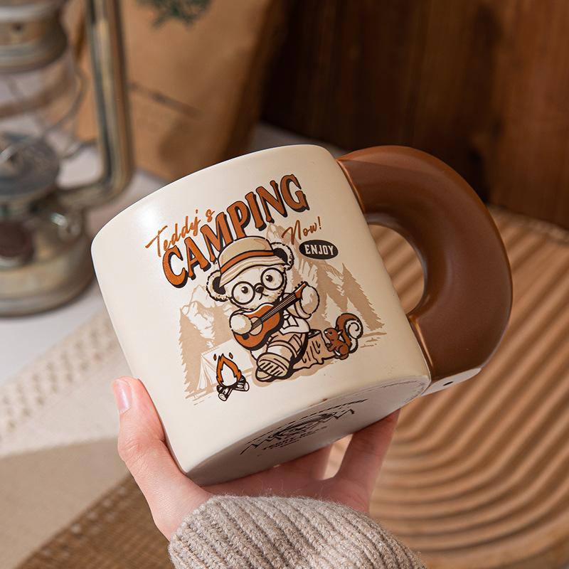 Camping Teddy Collection Ceramic Cup Large Capacity High Precision Mug Household Breakfast Cup Couple Cup Souvenir