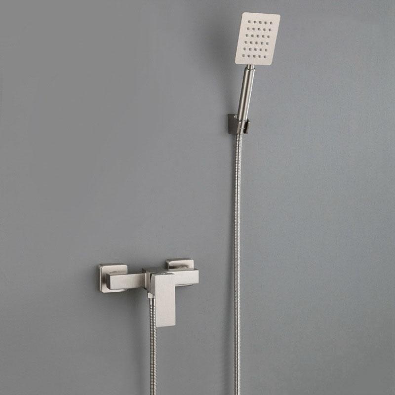 304 Stainless Steel Shower Set Nickel Hot And Cold Mixer Water Shower Faucet Bathroom Square Bathtub Faucet Shower Faucets Set
