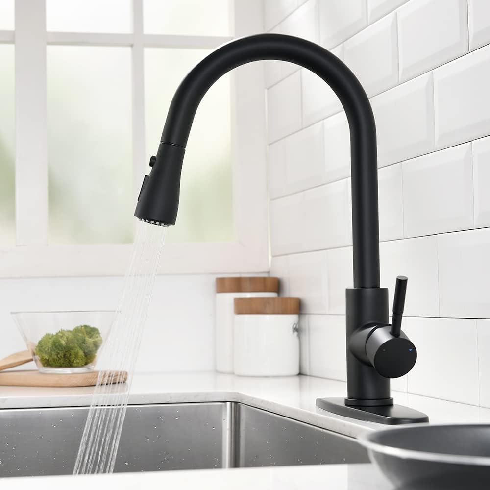 Black Kitchen Faucets with Pull Down Sprayer Kitchen Sink Faucet with Pull Out Sprayer Single Hole Deck Mount Single Handle Stainless Steel Grifos De