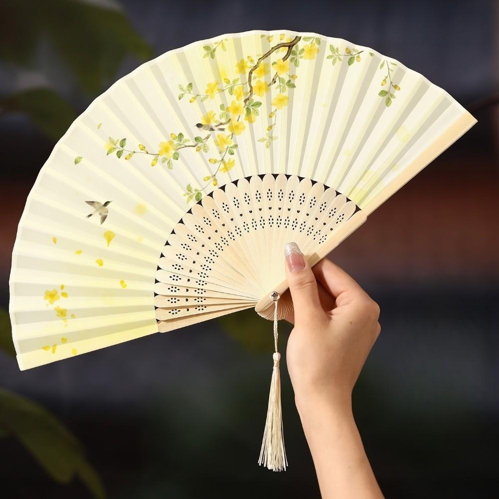 Chinese Style Bamboo Fan Butterfly Handheld Fan Performance Tassel Folding Fan Hanfu Accessories