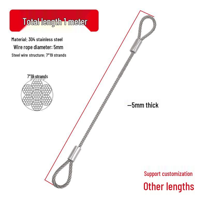 Rust-Proof, Wear-Resistant Steel Wire Rope with Aluminum Head - High Load-Bearing, Corrosion-Resistant, Thickened for Outdoor Industrial Safety