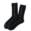Korean Sweet Floral Wool Mid-Calf Socks Cable Knit Slouchy Socks Thermal Winter Warm Crew Socks Vintage Patterned Boot