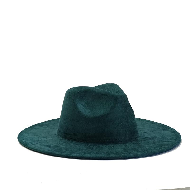 Teal Suede Hat Wide Brim 34 Colors Fedora Hat Men Women Autumn Winter Felt Jazz Hats Classic Church Fedoras Chapeau Sombrero Muj
