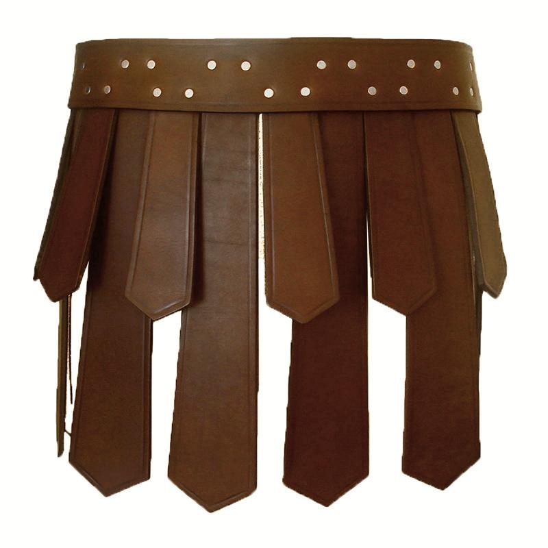 Mens Roman Gladiator Costume Set – Medieval Warrior Armor Skirt & Faux Leather Shoulder Guard – Ancient Spartan Soldier Outfit