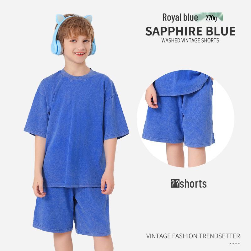 Pure Cotton Retro Short Sleeve Round Neck Loose T-Shirt for Children & Toddlers - Trendy Spring/Summer Kids' Clothing
