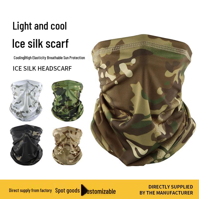 Camo Ice Silk Neck Gaiter: Multifunctional Headband & Quick-Dry Sun Protection Face Towel