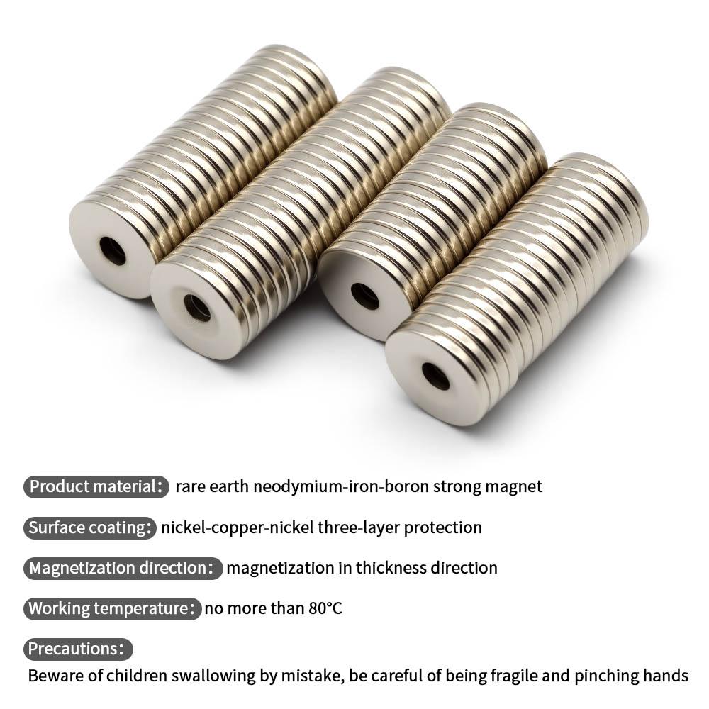20x3-5mm Super Strong Neodymium Magnet N35 NdfeB Permanent Magnetic Imanes Round With Holes Powerful Magnets Refrigerator Magnet