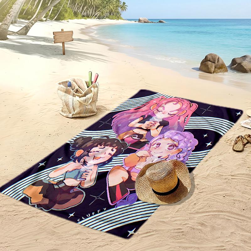 Kpop Demon Hunters Printed Beach Towel, Large Absorbent Quick Dry Towel for Summer Outdoor Swimming