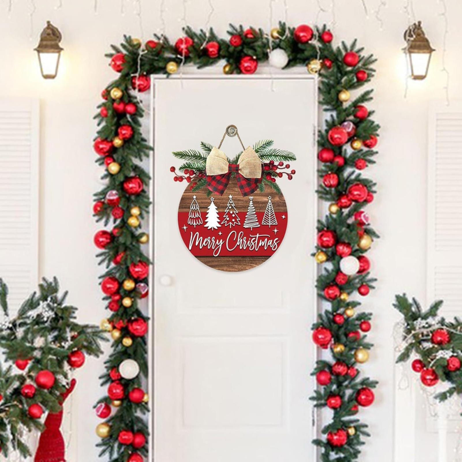 

Christmas Sign 11.8 Inch Wooden Wreath With Bow Christmas Door Hanger For Porch Farmhouse Outdoor Wall Tree Fireplace Party New CN