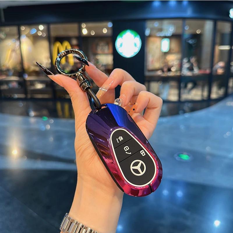 Car Key Case Cover Shell Fob For Mercedes Benz 2022 C S Class W206 W223 S350 C260 C300 S400 S450 S500 Key Protector Keychain L1