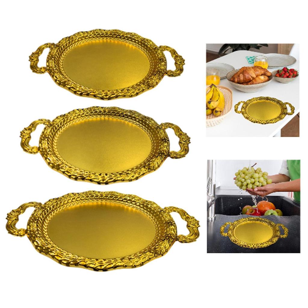 Serving Tray Photo Props European Metal Multipurpose Household Decorative Stylish Fruit Plate for Food Dinner Lunch Fruit Home