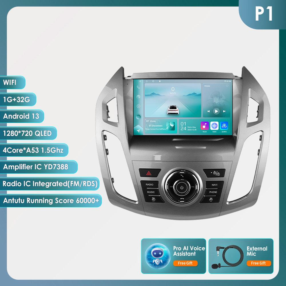 OSSURET Rádio de Carro 9 polegadas Carplay 4G 2 Din Android 13 para Ford Transit Connect 2013 - 2018 Ford Tourneo Connect Multimídia Vídeo GPS Tela Inteligente
