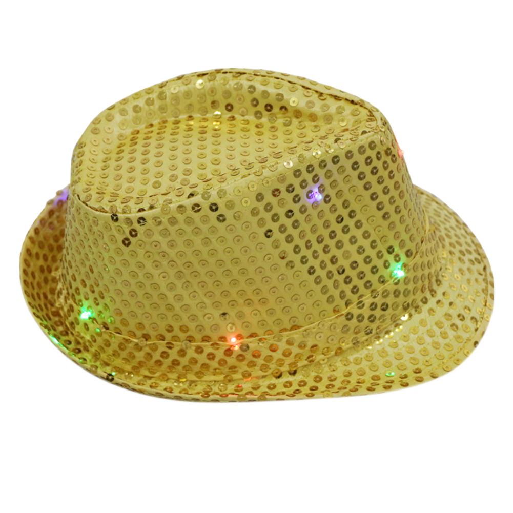 Women Men LED Fedora Hats Flashing Led Novelty Hats For Adults Jazz Fedoras Dance Hat