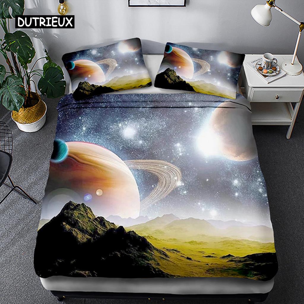 Zestaw poszwy na kołdrę Space star 3d Galaxy Pojedynczy podwójny Twin/Queen 2 szt./3 szt. zestawy pościeli Pościel z motywem Wszechświata Kosmosu