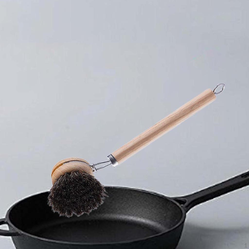 Dish Brush Ergonomic Wooden Handle Scrub Multi Use Lightweight for Counter