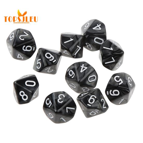 Mehrseitige einfarbige TRPG-Spiel D10 polyedrische Würfel – 10-teiliges Set, lebendige Farben, perfekt für Party-Requisiten
