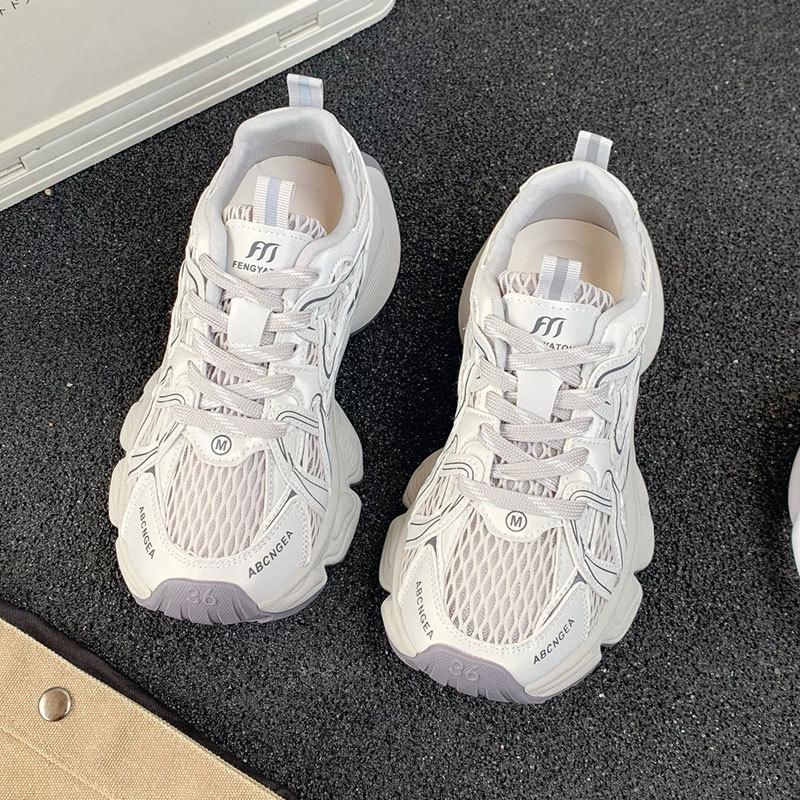 Mesh dad shoes women's spring and autumn new platform fashion casual shoes gray running sneakers women