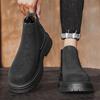 Fashion British Style Leather Men Shoes Men's Chelsea Boots Autumn Winter Ankle Boots Men Slip on Casual Mens Platform Shoes Sneakers