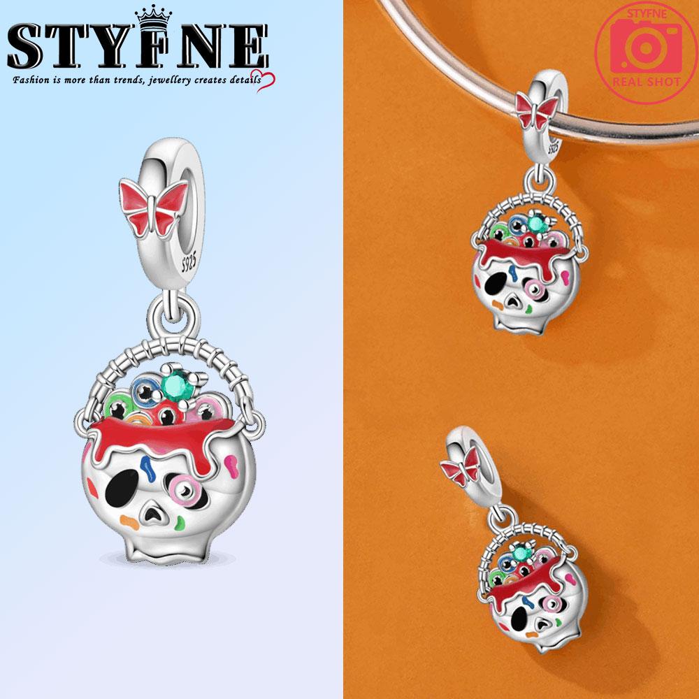 Copper Halloween Candy Basket Pumpkin Skeleton Devil Charms Beads Pendant For Original Bracelet Woman Girl Jewelry