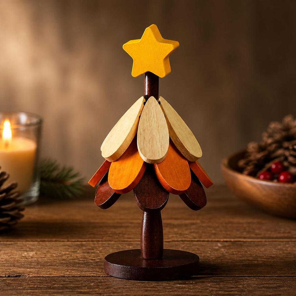 3 Pieces Freestanding Wooden Warming Mat with Detachable Assembly Festive Christmas Tree