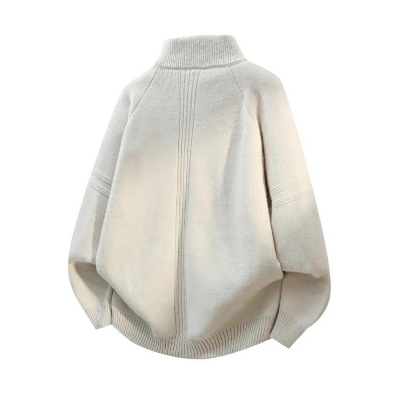 Men's 2025 High-End Wool Half-Zip Sweater - Stand-Up Collar, Solid Color, Autumn/Winter Knit Pullover