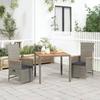 Vidaxl 3-Cz. Gartenmöbel-Set mit Kissen, Grauer PE-Rattan