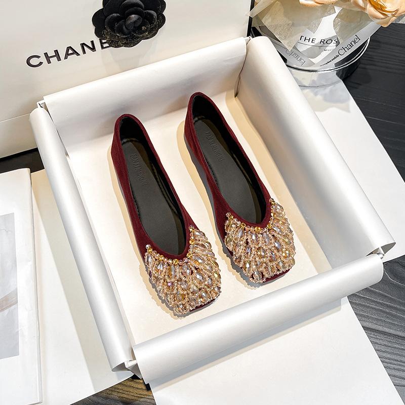 Women Flats Shoes New Fashion Women Mary Janes Crystal Shoes 2025 Luxury Female Shallow Footwear Ladies Dress Cozy Brand Shoes