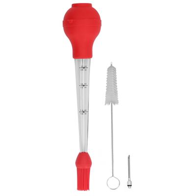Pipette à jus avec pinceau à sauce Barbecue Huile Goutte Assaisonnement Tube Outils Aiguille à sauce Rouge