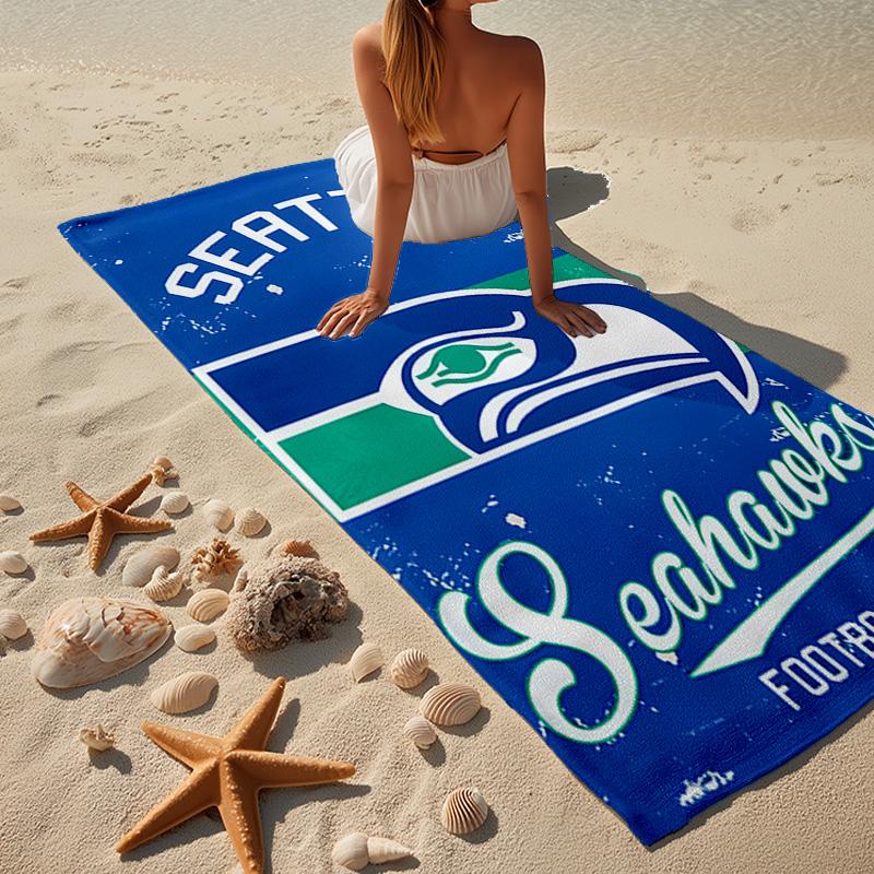 Seahawks Team Spirit Microfiber Beach Towel, Lightweight And Quick-Dry, for Summer Travel, Beach Essential, Swimming Pool