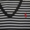 Polo Ralph Lauren Striped Logo Embroidered V-Neck Short Sleeve T-Shirt Women T-Shirts Black White 211698035-045