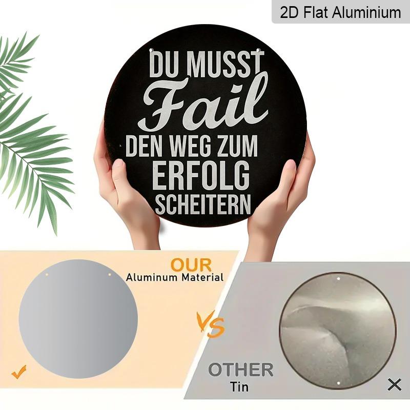 2D Flat Retro Aluminum Wall Decorations in Various Sizes. The German Inspirational Theme "Failure Is An Inevitable Step on The Road To Success